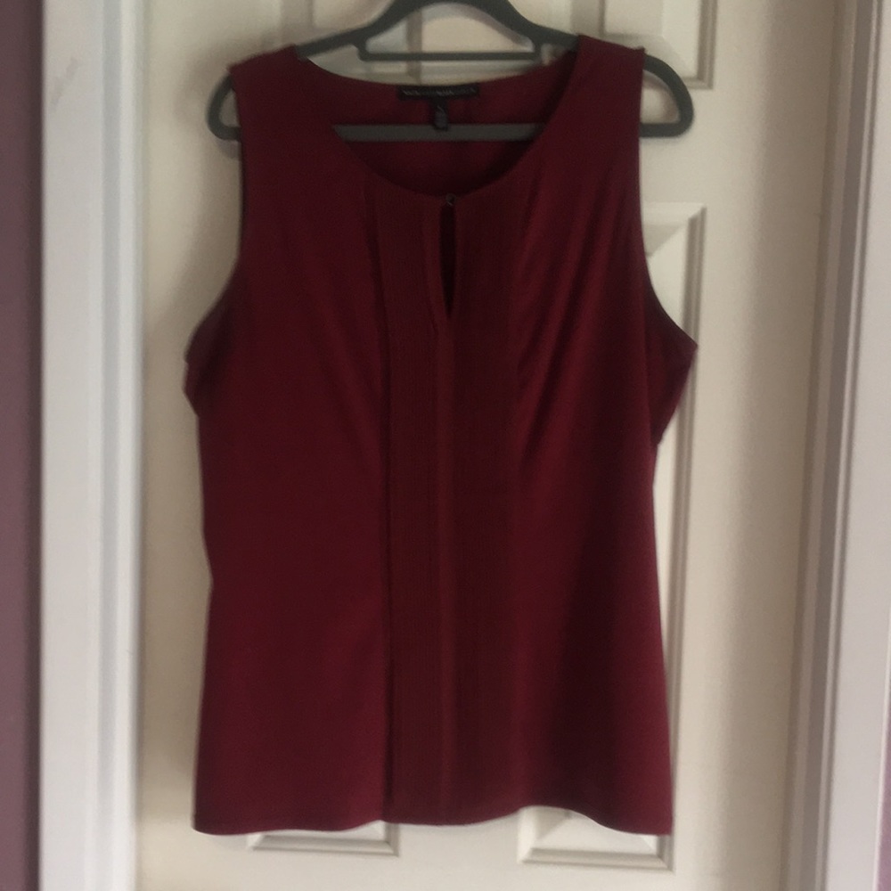 Red Tuxedo Style Pleated Tank
